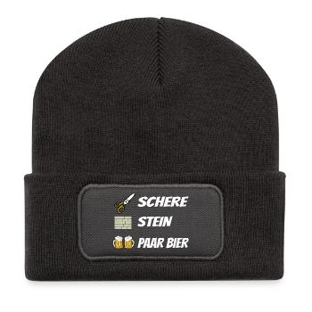 Schere , Stein, Paar Bier - Recycelte Patch Beanie - Dunkelgrau - Vorne