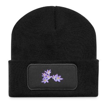 Fleurs de printemps violettes (crocus) - Beanie recyclé à patch - noir - Devant