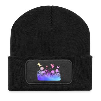 Prairie fleurs fleurs de jardin de couleurs d’eau - Beanie recyclé à patch - noir - Devant