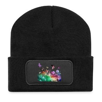 Prairie fleurie galaxie jardin papillons - Beanie recyclé à patch - noir - Devant