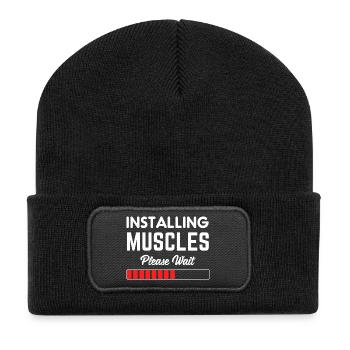 Installing Muscles Please Wait - Recycled Patch Beanie - black - Front