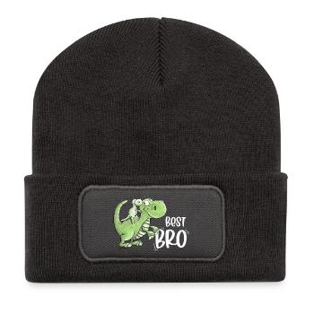 Frères et sœurs Dinosaures I Meilleur frère - Beanie recyclé à patch - charbon - Devant