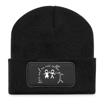 Lass mal an uns selber glauben. - Recycelte Patch Beanie - Schwarz - Vorne