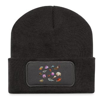 Colourful Seashells Marine Pattern - Recycled Patch Beanie - dark grey - Front
