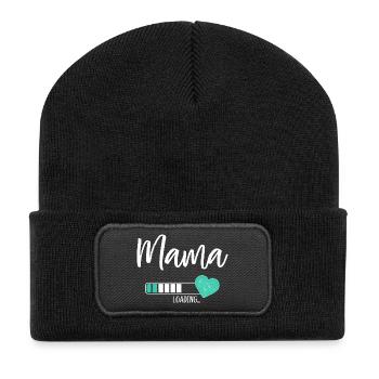 Mama Loading Herz Baby Junge Werdende Mama - Recycelte Patch Beanie - Schwarz - Vorne