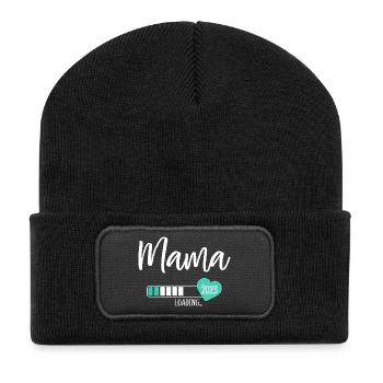 Mama Loading 2023 Herz Baby Junge Werdende Mama - Recycelte Patch Beanie - Schwarz - Vorne