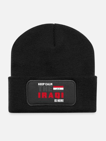 Keep Calm Irak Flaggen Design - Recycelte Patch Beanie - Schwarz