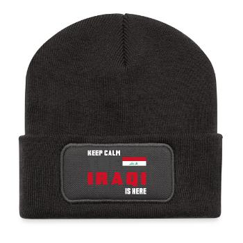 Keep Calm Irak Flaggen Design - Recycelte Patch Beanie - Dunkelgrau - Vorne