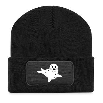 seal white seals seal seals animals - Recycled Patch Beanie - black - Front