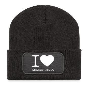 I LOVE MOZZARELLA - Recycelte Patch Beanie - Dunkelgrau - Vorne