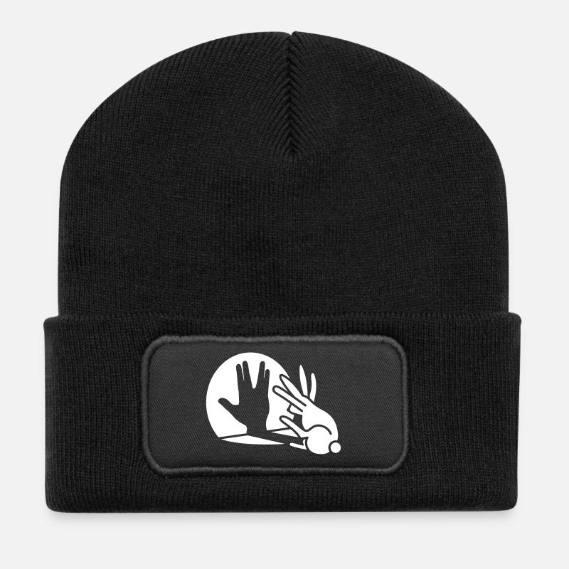 Kaninche Schatten Hand Vulkanischer Gruß trekkie - Recycelte Patch Beanie - Schwarz