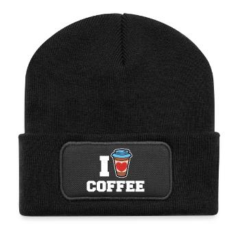 I love coffee drinking coffee lovers statement - Recycled Patch Beanie - black - Front
