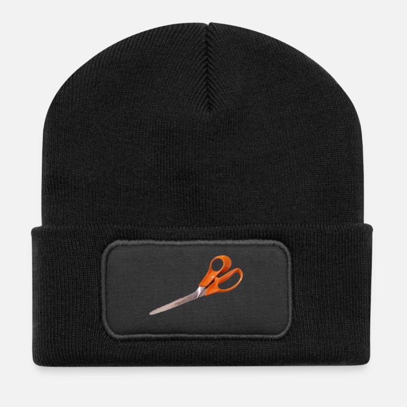 Orange scissors - Recycled Patch Beanie - black