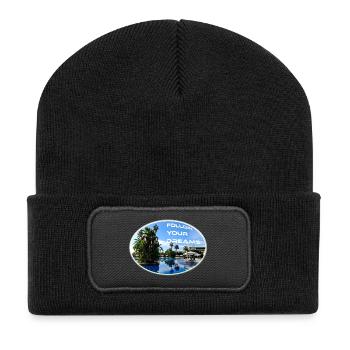 Rêves Vacances Suivre Soleil Plage Palmiers - Beanie recyclé à patch - noir - Devant