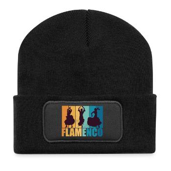 Flamenco Tänzerin Vintage Retro Tanz Geschenk - Recycelte Patch Beanie - Schwarz - Vorne