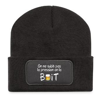 bière, apéritif, apéro - Beanie recyclé à patch - charbon - Devant