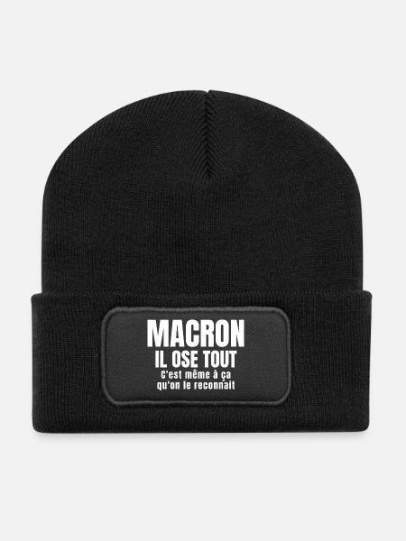 Macron, président, politique - Beanie recyclé à patch - noir
