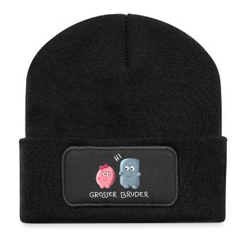 Grosser Bruder - Recycelte Patch Beanie - Schwarz - Vorne