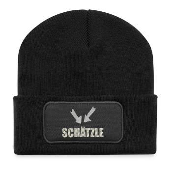 schätzle - Recycelte Patch Beanie - Schwarz - Vorne