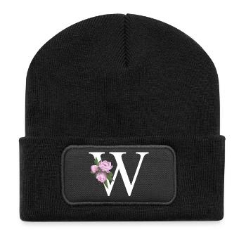 W - Recycelte Patch Beanie - Schwarz - Vorne