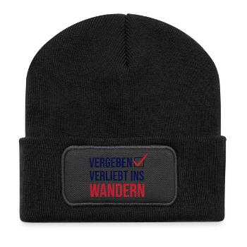 Wanderer Naturliebhaber Wandern Statement Klettern - Recycelte Patch Beanie - Schwarz - Vorne