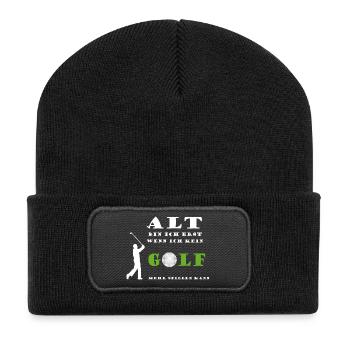 Golfspieler Golf Sport Alter altern junggeblieben - Recycelte Patch Beanie - Schwarz - Vorne