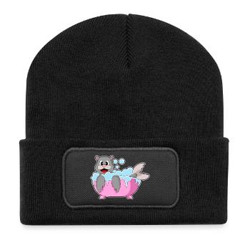 Seehund Baden Badewanne - Recycelte Patch Beanie - Schwarz - Vorne