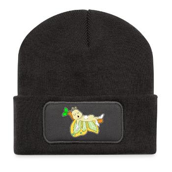 Schmetterling Schlafen - Recycelte Patch Beanie - Dunkelgrau - Vorne