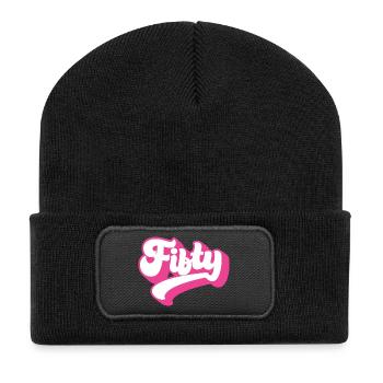 Fifty 50th Birthday Women Her 50 Years Old - Recycled Patch Beanie - black - Front
