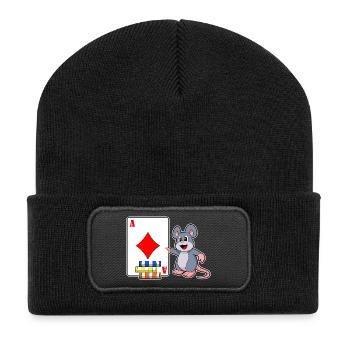 Mouse Poker Cartes de poker Jetons de poker - Beanie recyclé à patch - noir - Devant
