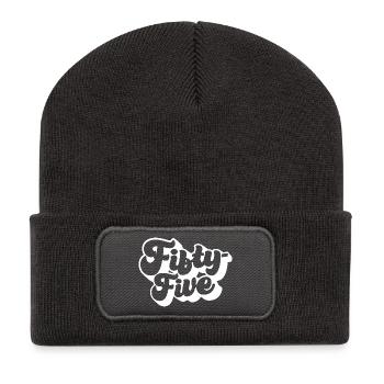 Cinquante-cinq 55e anniversaire Hommes Femmes 55 ans - Beanie recyclé à patch - charbon - Devant