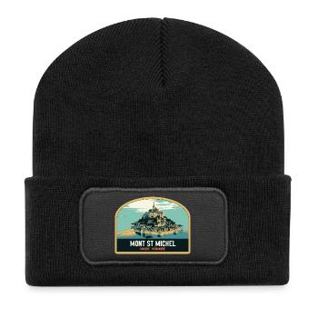 Illustration panoramique du Mont Saint Michel - Beanie recyclé à patch - noir - Devant