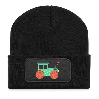 Heart Tractor Commercial Vehicle Farm Farming Field - Recycled Patch Beanie - black - Front