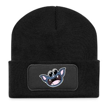 Fledermaus Kopf - Recycelte Patch Beanie - Schwarz - Vorne
