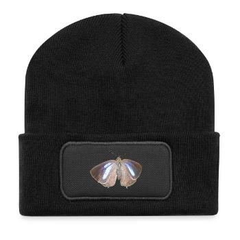 Mèche de cheveux violette - Beanie recyclé à patch - noir - Devant