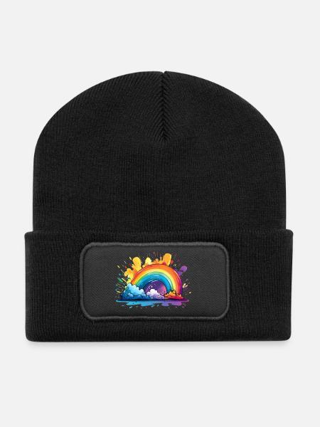 Votre arc-en-ciel - Beanie recyclé à patch - noir