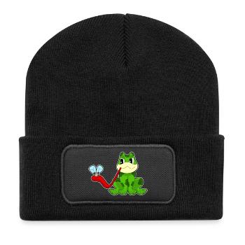Frosch Fliege - Recycelte Patch Beanie - Schwarz - Vorne