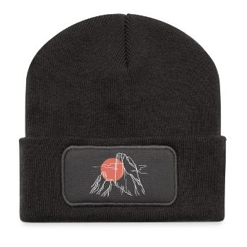Soleil rouge sur les montagnes de la ligne - Beanie recyclé à patch - charbon - Devant
