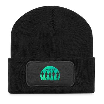 Group Run Group run in a team with grass and moon - Recycled Patch Beanie - black - Front
