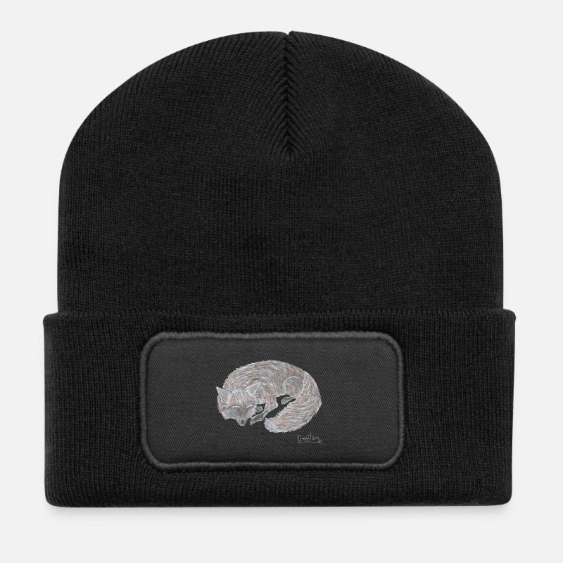 Le renard dort - Beanie recyclé à patch - noir