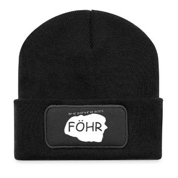 Föhr Koordinaten - Recycelte Patch Beanie - Schwarz - Vorne