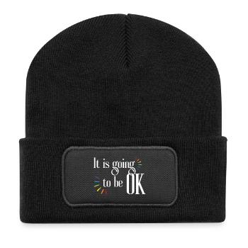 Es wird alles gut Zitat Inspiration und Motivation - Recycelte Patch Beanie - Schwarz - Vorne