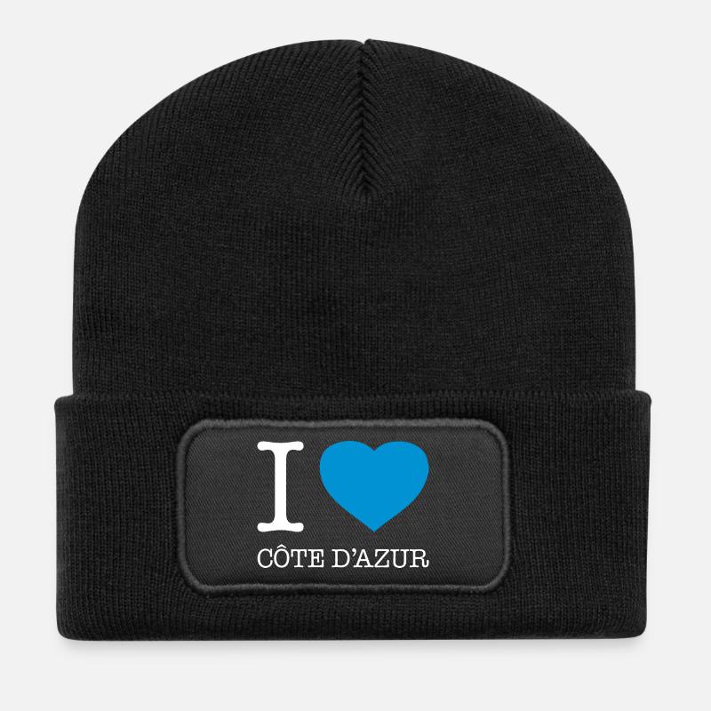 I LOVE COTE DAZUR - Recycelte Patch Beanie - Schwarz