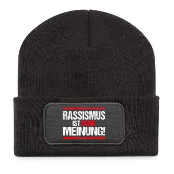 Gegen Rassismus gegen Nazis pro Ausländer - Recycelte Patch Beanie - Dunkelgrau - Vorne