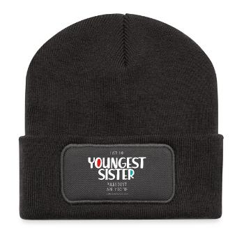 Jüngste Schwester - Recycelte Patch Beanie - Dunkelgrau - Vorne