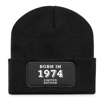 1974, year 1974, year of birth - Recycled Patch Beanie - black - Front