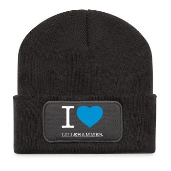 I LOVE LILLEHAMMER - Recycelte Patch Beanie - Dunkelgrau - Vorne
