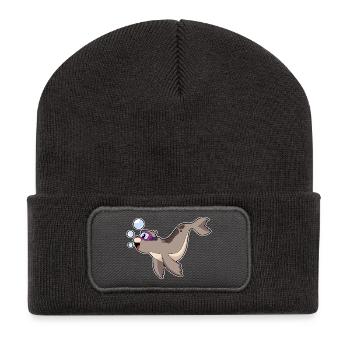 Seehund Taucher Schwimmbrille Tauchen - Recycelte Patch Beanie - Dunkelgrau - Vorne