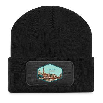 Hamburg, a historic German city - Recycled Patch Beanie - black - Front