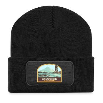 Ruins of Cagsawa, Mayon Volcano, Philippines - Recycled Patch Beanie - black - Front